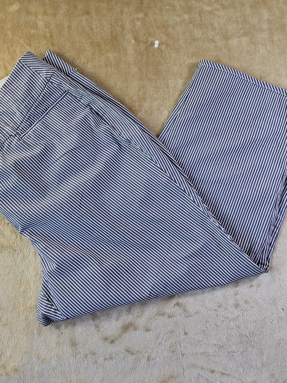 Lane Bryant Navy and White Striped Chinos Casual Travel